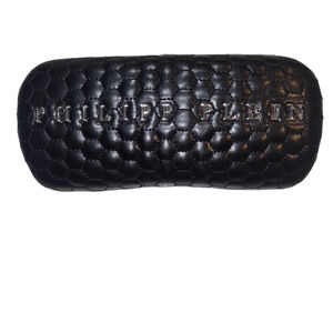 Phillip Plein Black Clamshell Leather Eyeglasses-Sunglasses Box With Cloth